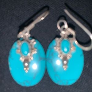 925 SS genuine Turquoise earrings